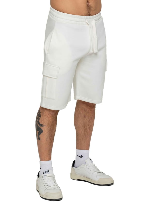 Experience comfort and style with Enzo's Men's Cargo Fleece Shorts. Made with brushed back inner fleece, these shorts offer a regular fit with 2 side pockets and 2 cargo pockets. The elasticated waistband, featuring the EZ logo, is adjustable with a drawstring for the perfect fit.