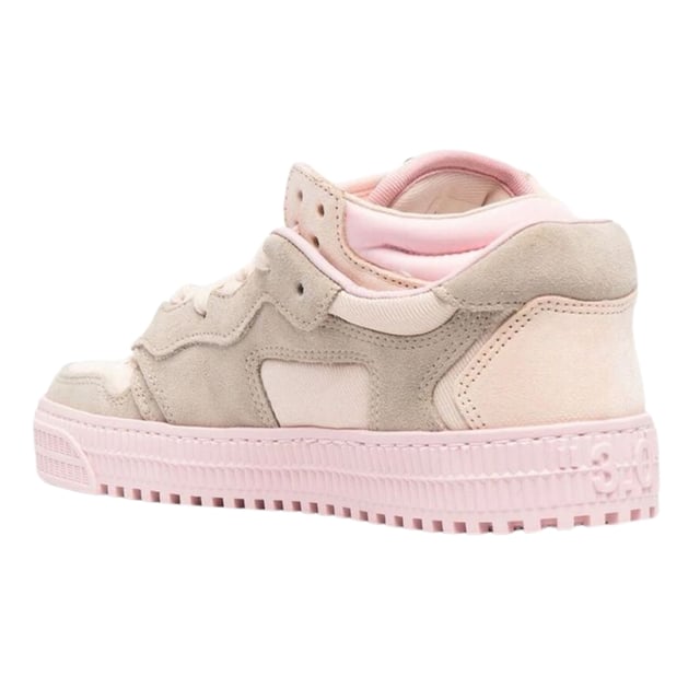 Off White Sneakers Leren Roze Trainers Leren Sneaker, Streetwear, Zwevende Pijl, Low-Top vetersluiting, Off-White tag, Roze/Grijs Schoen 100% Leer OWIA181S21FAB0013005