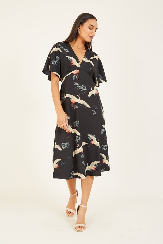 Black crane dress cheap