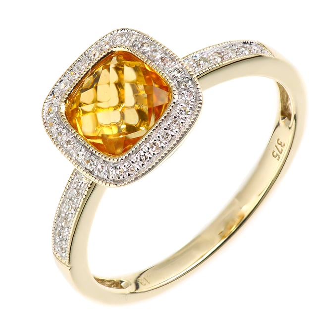 9K (375) White Gold: 1.9gr; # Diamond: 0.13ct; # Citrine: 1.2ct