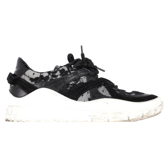 VINTAGE, RRP AS NEW
Step up your footwear game with the Jimmy Choo Seattle Floral Lace Mesh Trainers in Black Leather, a cutting-edge and fashion-forward addition to your shoe collection. These trendy trainers feature a unique mix of floral lace on mesh and black leather panels, making them a standout choice for the current season. The embossed CHOO logo on the sole adds a touch of luxury, while the elasticated upper ensures comfort without compromising on style. Whether you're going for an off-duty look or aiming to elevate your everyday style, the Seattle trainers are the perfect statement piece to complete your ensemble.



Jimmy Choo Seattle Floral Lace Mesh Trainers in Black Leather
Condition: Good
Signs of wear: Moderate signs of wear or markings, moderate scuffing insoles., Used but well maintained. Moderate creasing and marks at surface, wear at soles or replaced soles.
Packaging: None
Color: black
Material: leather and lace
Size: EU | 37 / US7
Measurements: Heel height: 35; Insole length: 280
SKU: NAPPUGBSH423250W