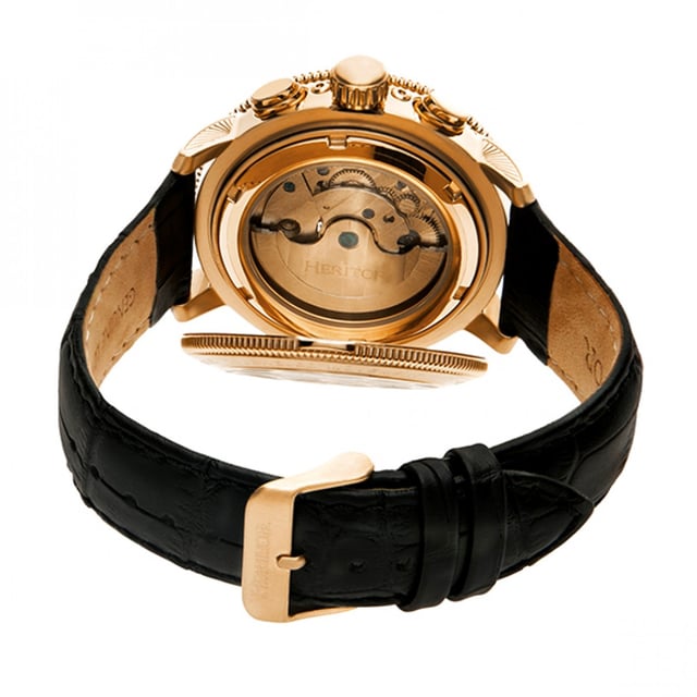 Heritor Automatic Aura Men s Semi Skeleton Leather Band Watch