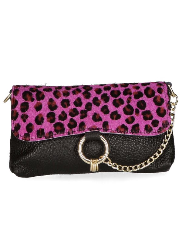 Bolso clutch de mujer de un compartimento, bandolera ajustable y extraíble. Producto italiano hecho a mano en genuina piel Dollaro + Horse. Hecho en Italia
