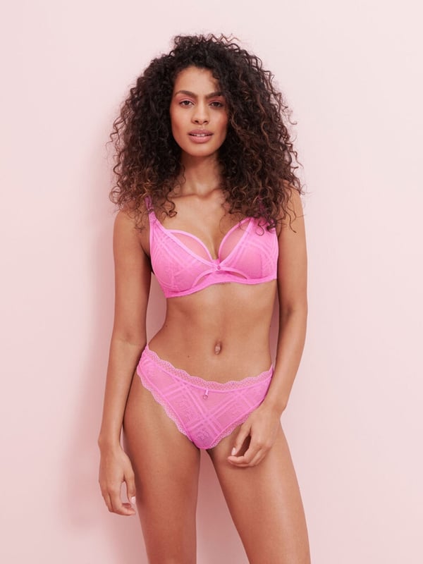 Freya Freya Fatale High Apex Bra. Stretch geo floral lace outer cup to create high apex and give forward projection. This product is recommended as hand wash only.