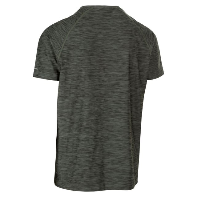 Korte mouwen Ronde hals Raglan mouw Reflectieve print bij de logo's Vochtafdrijvend Droogt snel op 91% polyester, 9% elastaan Trespass Borstomvang Heren (ca.): S - 89-94cm, M - 96.5-101.5cm, L - 104-109cm, XL - 111.5-117cm, XXL - 117-122cm, 3XL - 122-127cm.