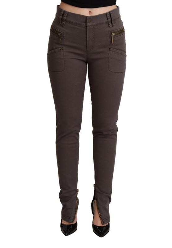 Marca: Plein Sud Jeanius  
Estilo: Denim ajustado  
Corte: Slim  
Material: 97% algodón 3% elastano  
Color: Marrón  
Cierre: Cremallera  
Detalles de logo  
Hecho en Italia