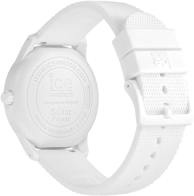 This Ice Watch Ice Solar Power Analogue Watch for Women is the perfect timepiece to wear or to gift. It's White 40 mm Round case combined with the comfortable White Silicone will ensure you enjoy this stunning timepiece without any compromise. Operated by a high quality Quartz movement and water resistant to 5 bars, your watch will keep ticking. Go green with this solar powered watch recharges itself in any kind of light. This solar watch does not require any battery replacement. The watch has a function: Solar Powered. High quality 21 cm length and 20 mm width White Silicone strap with a Buckle. Case diameter: 40 mm, case thickness: 12 mm, case colour: White and dial colour: Blue.