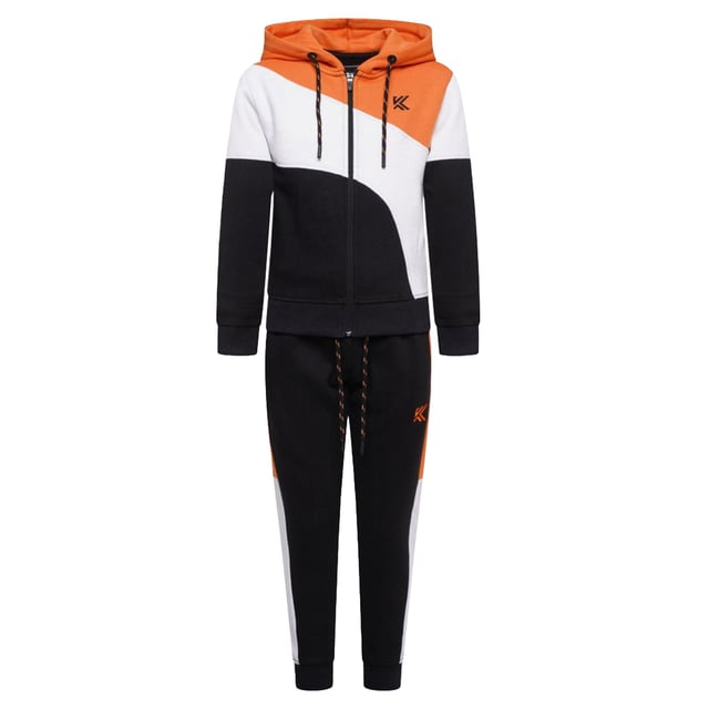 The Boys Sportswear Tracksuit Set is perfect for energetic boys. It is a two-piece set that includes a full-zip hoodie and matching sweatpants, which are ideal for casual and sporty activity. The hoodie has a smooth zipper closure, a comfortable hood, and a sophisticated colour-block design to make it look fashionable. The sweatpants have an elastic waistband and an adjustable drawstring for a secure and comfortable fit, as well as side pockets for convenience. This comfy tracksuit is perfect for every occasion, including school, outdoor play, or lounging at home, and it is machine washable too.