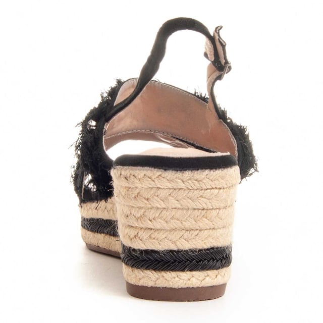 Damen-Espadrille-Wedges. Bequeme Passform. Gepolsterte Innensohle. Rutschfeste Sohle. Verstärkte Nähte. Von anderen Marken für unsere Marke hergestellt. Ungefähre Maße: 8 cm Absatz und 3 cm Plattform.