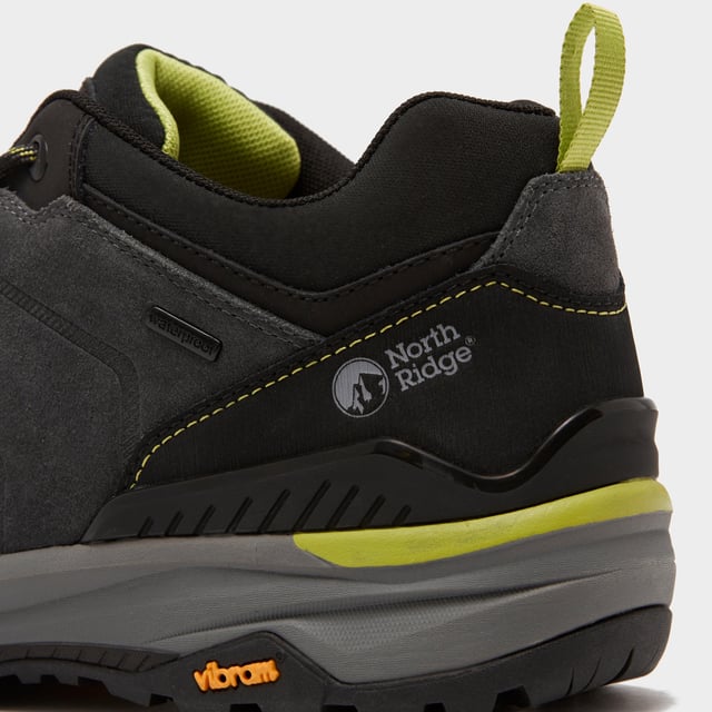 These highly breathable walking shoes are made with quality suede uppers for flexible comfort. They're extremely supportive, helping to reduce aches and pains over long distances. They're protected against wet conditions by a waterproof membrane and can handle all terrains thanks to the Vibram outsole and rubber toe counter. - Waterproof and breathable membrane - keeps out rain and puddle splashes - Suede Upper with scratch rubber toe counter to deflect debris - External heel support - cradles the foot for comfort and support - High-grip Vibram outsole - durability and performance - Ortholite insole - industry-leading comfort - Rear pull loop - Colour: Black/grey/green
