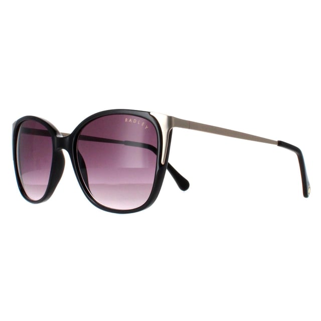 Las gafas de sol Radley Romala 104 negro pÃºrpura tienen una sofisticada montura de acetato con forma de ojo de gato, ligera y resistente, que garantiza una comodidad y un uso duraderos. Las lentes proporcionan una protecciÃ³n UV excepcional, Adornado con sutil marca Radley en los templos, estas gafas de sol exuda lujo discreto, por lo que es un accesorio versÃ¡til que complementa a la perfecciÃ³n cualquier equipo.
