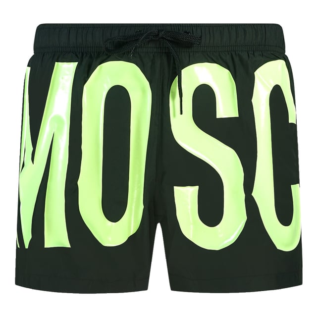 Moschino Large Yellow Logo Black Shorts. Moschino Large Yellow Logo Black Shorts. Elasticated Waistband. 100% Polyester. Wrap Around Logo Design. Product Code - 5B61445989 5026