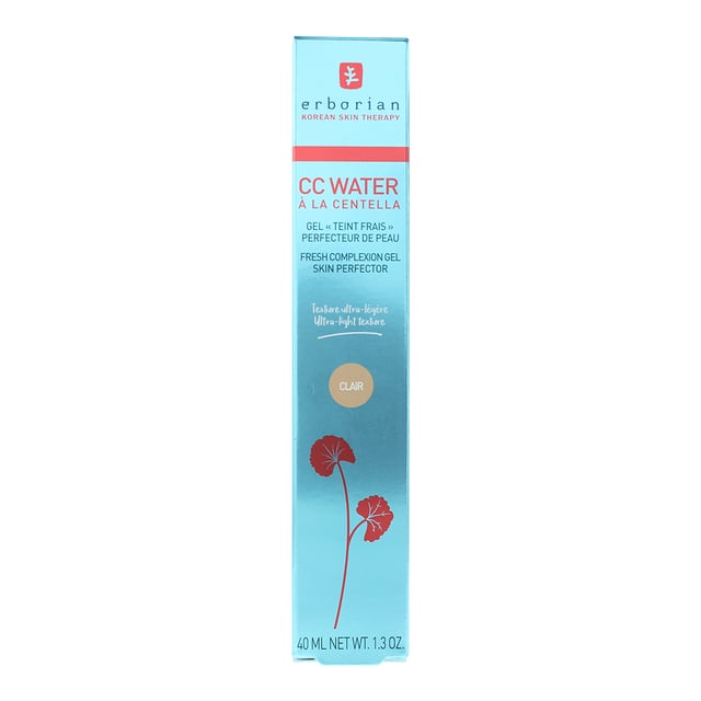 Erborian CC Water Skin Perfector is an ultra-light gel infused with Centella Asiatica to soothe and rejuvenate. This innovative skin perfector hydrates deeply while delivering a natural, even complexion. Its water-based texture feels weightless on the skin, leaving it smooth, radiant, and perfectly balanced for an effortless, dewy finish.