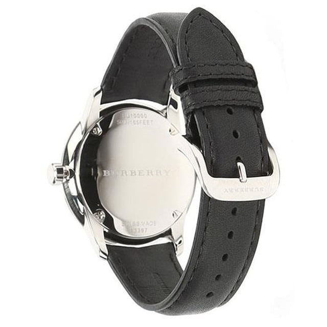 Specification Details Brand Burberry Model BU10000 Barcode Number 822138046688 Gender Men's Case Diameter 40 mm Case Material Stainless Steel Case Colour Silver Dial Colour Beige Band Material Leather Band Colour Black Movement Quartz Chronograph Yes Water Resistance 50 Meters