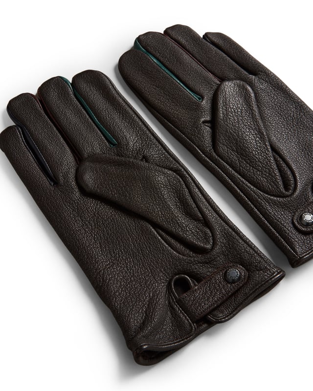 Ted Baker Parmed Leather Gloves, Chocolate Brown