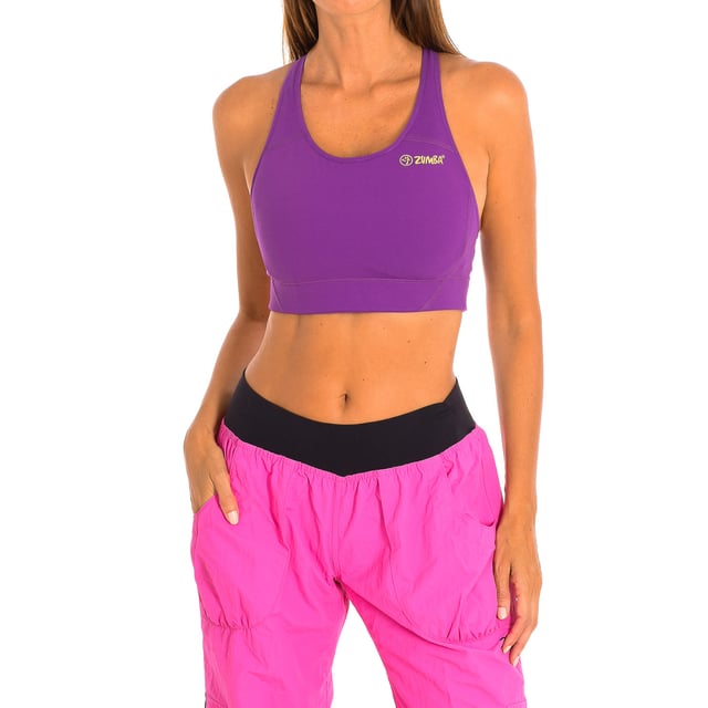 Zumba-Sport-Top.
 Flieder
 Ein Top aus komprimierendem Stoff.
 Gekreuzter Rücken.
 Innenfutter.
 weicher Stoff
 Grafik mit Markenmotiven.
 Nähte in Ton gehalten.

 Zusammensetzung: 90% Nylon, 10% Elasthan.

 -In der Waschmaschine bei einer Temperatur von maximal 30º waschen.
 -Nicht in den Trockner geben.
 -Keine Bleichmittel verwenden.
 -Kein Bügeleisen verwenden.
 Zusammensetzung: 90% Nylon, 10% Elastan.
 Pflege:
-Waschmaschine bei maximaler Temperatur von 30º benutzen.
 -Nicht in den Trockner geben.
 -Keine Bleiche verwenden.
 -Kein Bügeleisen verwenden.