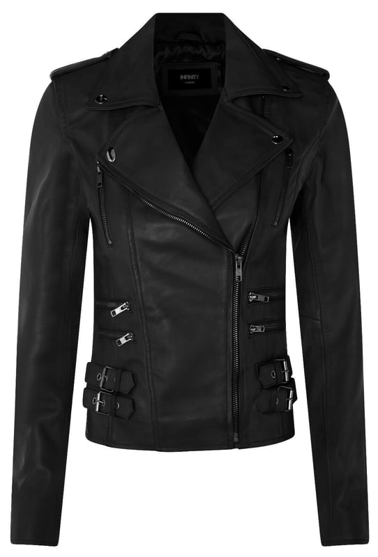 Introducing our best-selling double-breasted biker jacket, a true epitome of style and functionality. Crafted with precision, this jacket is designed to enhance your wardrobe with its sleek features and silhouette, ensuring you stand out effortlessly. Here's why it's a must-have:  
Distinctly Stylish: The jacket's sleek design creates a distinct and fashionable appearance that's perfect for any occasion.
 
Ample Storage: Featuring multiple zip pockets on the front, this jacket not only adds character but also provides extra storage for your essentials.
 
Flamboyant Details: The wide notched lapel and shoulder epaulettes add a touch of flamboyance, fastened down securely with press studs for a polished look.
 
Tailored Fit: Buckle tabs at the hips allow for a comfortable, tapered fit, accentuating your silhouette, complemented by the jacket's slim design. Color Variety: Available in a wide array of colors, you can choose the one that matches your personal style.  Crafted from 100% premium ultra-soft nappa leather and lined with a premium polyester blend, this jacket offers both luxury and comfort. With an off-centered YKK zip fastening, this jacket is as functional as it is stylish, making it a versatile addition to your wardrobe