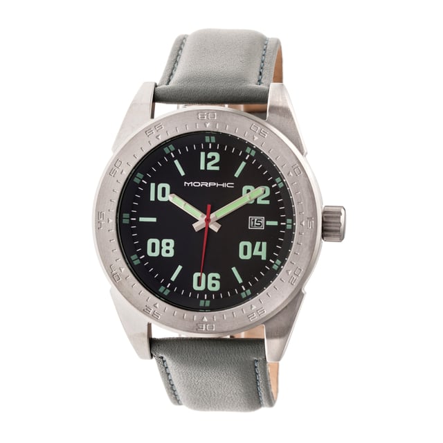 316L Surgical-Quality Stainless Steel Case, Precision Japanese Quartz Movement, Non-Glare Scratch-Resistant Mineral Crystal, Genuine Padded Leather Strap, Logo-Engraved Stainless Steel Clasp, Date Indicator, 44mm Case Diameter, 5ATM Water Resistance.