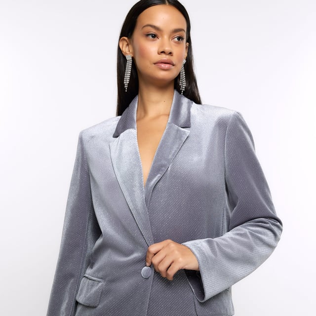 Velvet grey blazer outlet