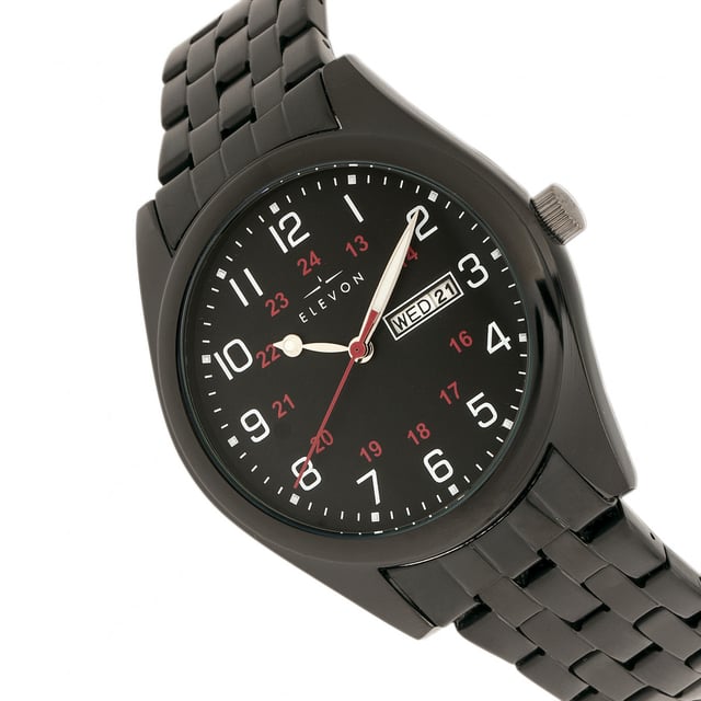 Alloy Case; Japanese Quartz Movement; Non-Glare Scratch-Resistant Mineral Crystal; Logo-Engraved Stainless Steel Caseback; Alloy Bracelet; Logo-Engraved Stainless Steel Push-Button Clasp; Luminous Hands; Date Display; Day Display; 41mm Case Diameter; 5ATM Water Resistance;