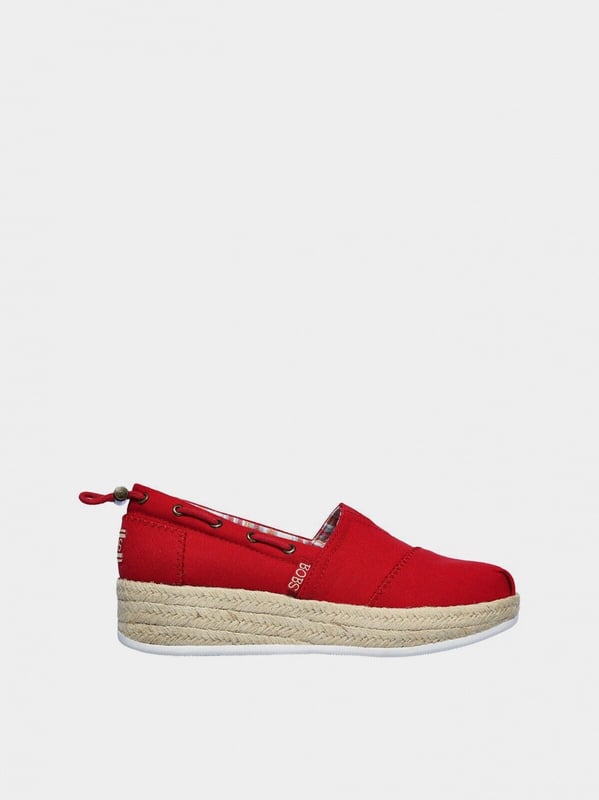 Skechers Highlights Yacht Master Slip On Women’s Shoes In Red The women's SKECHERS BOBS Highlights 2.0 - Yacht Master (113075 RED) espadrilles in red with a soft insole and lining provide comfort throughout the day. Features: • Soft textile upper • Lace-up heel • Memory Foam sockliner for cushioning and shock absorption • Shock-absorbing midsole • Skechers®BOBS logo detail • Flexible rubber outsole for traction