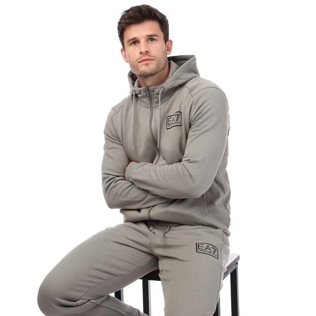 Men s Emporio Armani EA7 Core ID Cotton Blend Tracksuit in Grey