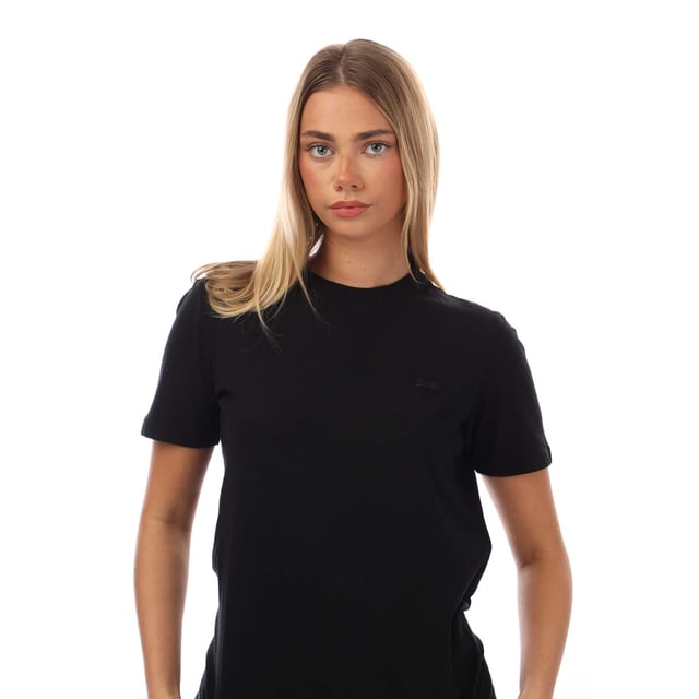 Women's Superdry Vintage Logo Embroidered T-Shirt in Black Womens Superdry Vintage Logo Embroidered T-Shirt in black.- Ribbed crew neckline.- Short sleeves.- Embroidered logo.- Signature logo tab.- Slim fit.- 100% Cotton.- Ref: W1011122A02A