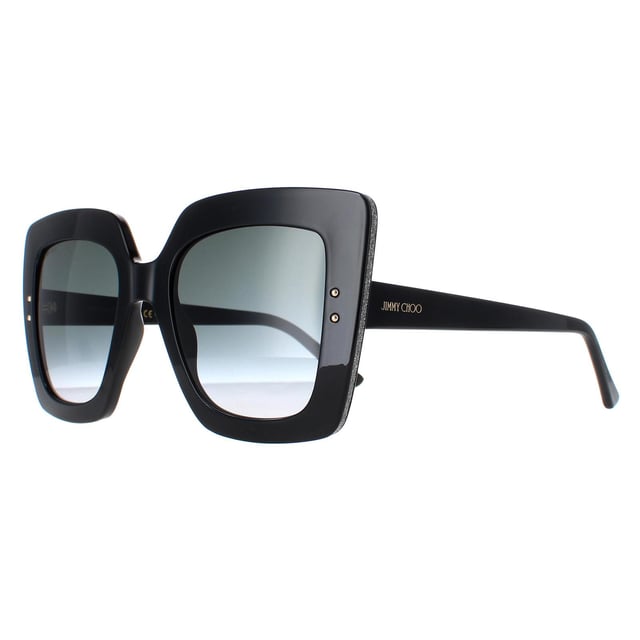 Jimmy Choo Square Womens Black Dark Grey Gradient AURI/G/S  Sunglasses are a glamorous square frame, enhancing your facial features while providing optimal sun protection. The high-quality acetate material used in their construction ensure durability and comfort, making them the ideal companion for both everyday wear and special occasions. The Jimmy Choo logo features on the slender temples for brand authenticity.