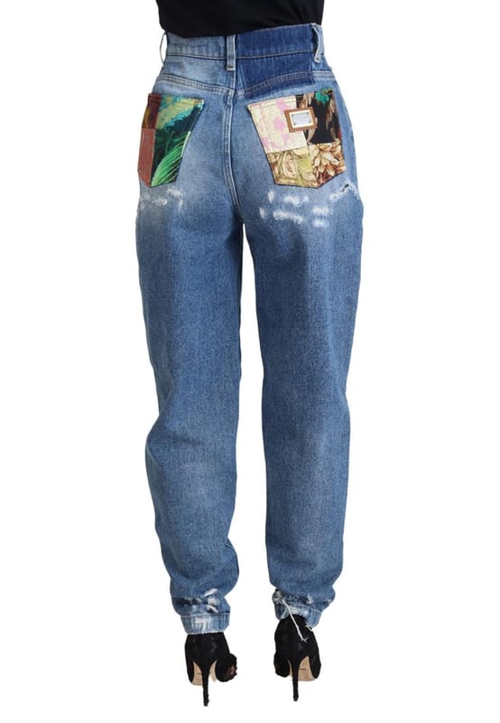 Brand: Dolce & Gabbana
  Condition: Brand new with tags
  Model: Tattered Denim Pants
  Color: Blue
  Material: 80% Cotton 7% Polyester 4% Silk 3% Fiber Polyester 3% Acetate 2% Viscose 1% Elastane
  Closure: Zipper
  Logo details
  Origin: Made in Italy
  Gender: Women