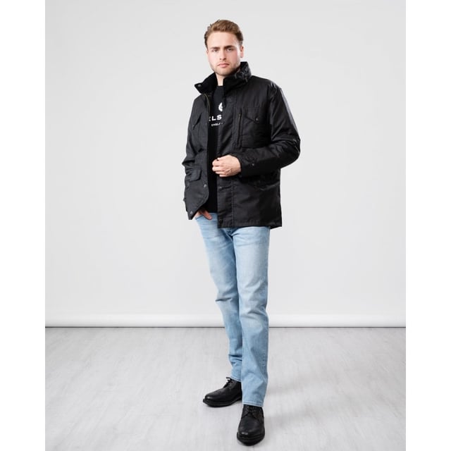 Mens Wax Jacket from the Lifestyle Collection from Barbour. The Barbour Wax Sapper is a mens wax cotton jacket. This military style jacket is made with medium weight Sylkoil wax and features corduroy on the inner collar and cuffs. With a stowaway hood and two-way front zip under a studded placket and the Barbour Wax Sapper has been designed to protect you from the elements.

Mediumweight 6oz Barbour Sylkoil wax
100% polyamide with 70g polyester wadding
Two-way front zip under studded front
Set-in sleeves and action back
Corduroy inner collar and cuffs
Stowaway hood in collar
Polyamide inner drip strip
Inner zipped pocket Inner waist draw cord