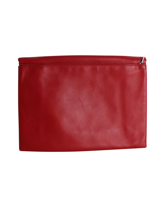 Celine Soft Trio Rolled Clutch in Red Leather