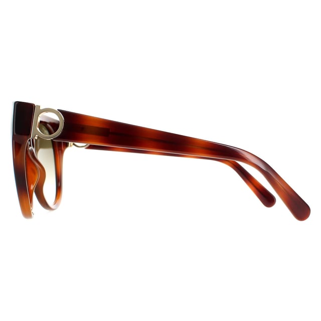 Las gafas de sol Salvatore Ferragamo Cat Eye Ladies Tortoise Green SF1031S son un elegante estilo ojo de gato fabricado en acetato ligero. El logotipo de Salvatore Ferragamo incorpora las patillas para autenticidad de la marca.