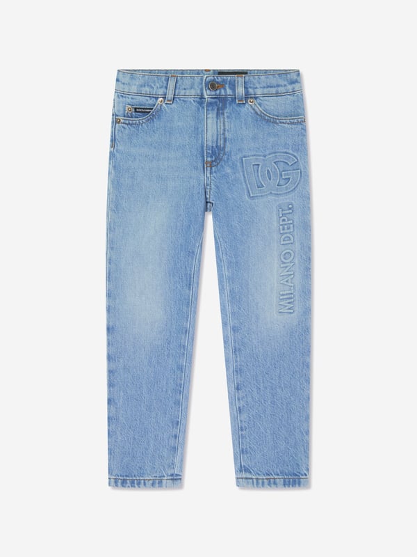 Dolce  Gabbana incorporate passion and enigmatic detailing into their exquisite designs. These unisex skinny jeans capture the Italian label's passion for innovation combined with a daring pathology embodied in aesthetics. Crafted in beautiful cotton denim with an intricate detailed 'Milano Dept DG' side logo via a traditional five-pocket design and silver embellished branded tag on the back.  Regular Fit 100% Cotton