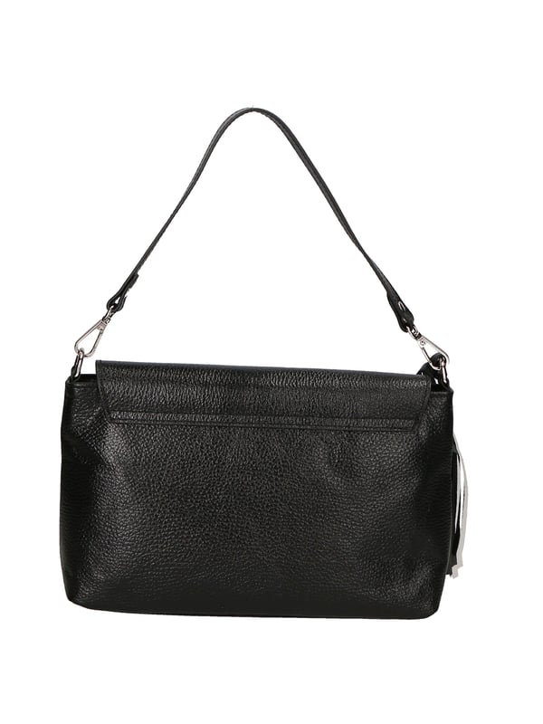 Clutch de un compartimento para mujer. Equipado con asa y bandolera extraíble. Producto artesanal italiano en genuina piel dolar laminada. Hecho en Italia.