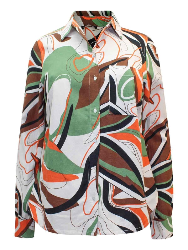 This dipped back shirt comes in this gorgeous vibrant print. Crafted from a linen blend fabric with a collared neckline, butotn fastening, long sleeves and a dipped back. Length 26in at front and 29in at back.

Structured Linen Blend Fabric
50% Viscose 35% Cotton 15% Linen
Collared
26" Shoulder to Hem, (29" at back)
Long Sleeve
Sizing: As expected 
Fit: Regular