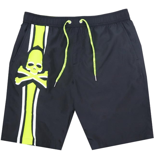 Bañador negro con logo de calavera PP de Philipp Plein. Bañador negro con logo de calavera PP de Philipp Plein. Cintura elástica. Cierre con cordón de la marca. Estilo bañador largo. Código de producto - CUPP10 L0199
