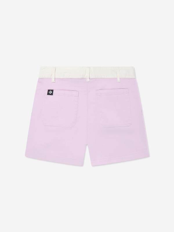 Converse combine 70s nostalgia with new innovative properties. These girls colour block stardust lilac shorts are reflective of the American label's preference for authentic streetwear via a reconceptualised utilitarian outlook. Crafted in a pleated front effect via side and back pockets. They will be a summer favourite. ‚ Belt Loops ‚ Front Button ‚ 97% Cotton, 3% Elastane