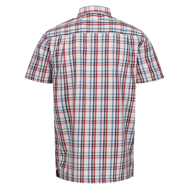 90% Polyester, 10% Viscose. Design: Logo, Patterned. Pockets: 1 Chest Pocket. Fastening: Button. Sleeve-Type: Short-Sleeved. Neckline: Turn Down Collar. Fabric Technology: Durable, Moisture Wicking, Quick Dry. Sun Rating: UPF 30+. S: 38 in. M: 40 in. L: 42 in. XL: 44 in. XXL: 48 in. 3XL: 51 in. 4XL: 54 in. 5XL: 57 in.