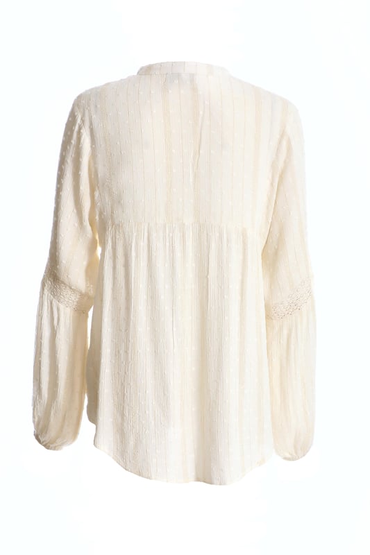 - Lace trim - Tie detailing - Long sleeves - Model height: 5' 7" - Model wears uk 8 / us 4 / eur 36 - Always check the care wash label. cool hand wash with mild detergent