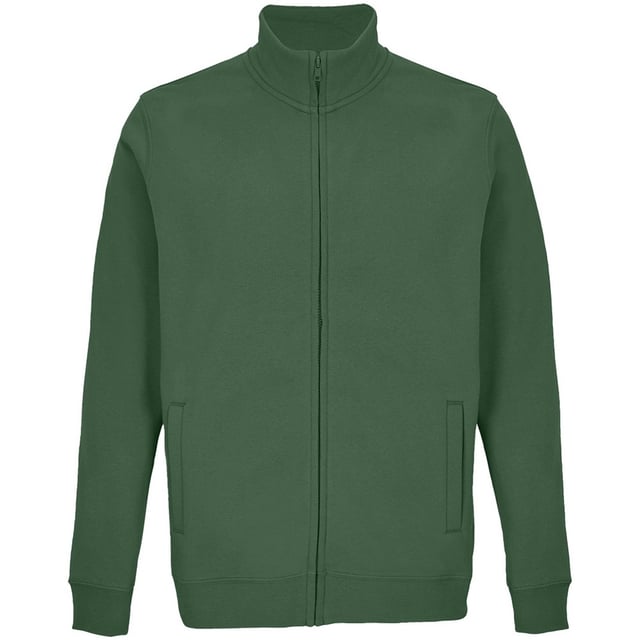 Materialzusammensetzung (%): 80% Baumwolle, 20% Recyceltes Polyester. Gewebe: angeraute Fleece-Innenseite. Design: Unifarben. GSM (Gramm pro Quadratmeter): 280. Durchgehender Reißverschluss, Kunststoffreißverschluss. Überschnittene Schulter, Jersey Halbmond, Etikett innen, Ausschnitt mit Band, Größenetikett ohne Markennamen. Länge: Full. Taschenart: Zwei Seitentaschen. Nachhaltigkeit: ACCORD, Amfori-Freigabe, BSCI, Fair Wear geprüft, Aus recyceltem Material, Oeko-Tex Standard 100 zertifiziert, PETA-geprüftes Vegan, REACH, SAC Genehmigt. Langärmlig. Bündchen: gerippt. Saum: gerippt. Stehkragen.