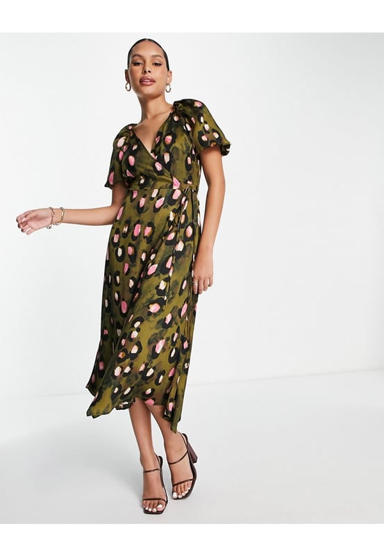 Topshop green discount animal print dress