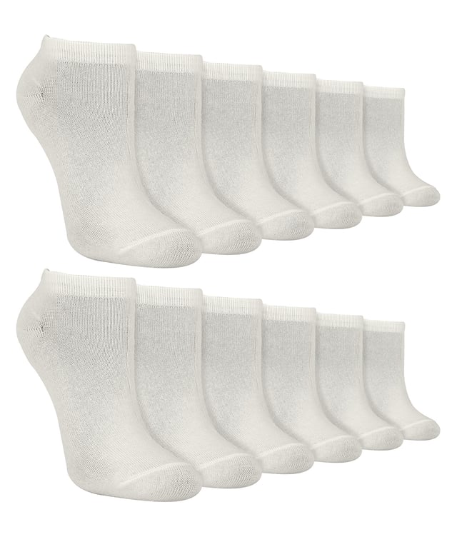 Introducing the 12 Pack Kids Bamboo Trainer Liner Socks, the perfect addition to your child's wardrobe. Made from high-quality bamboo material, these socks are not only durable but also incredibly comfortable. With a pack of 12, you'll have enough socks to last your child for weeks without worrying about running out. One of the main benefits of buying these socks is their breathability. The bamboo material allows for excellent air circulation, keeping your child's feet cool and dry, even during the hottest summer days. This feature is particularly important for children who are always on the go, as it helps prevent sweaty feet and the unpleasant odors that come with them. Another advantage of these socks is their versatility. Available in black, white, and grey, they are suitable for children between 3-14 years old and come in three different sizes. Whether your child is wearing sneakers, sports shoes, or any other type of footwear, these socks will fit comfortably and stay in place throughout the day. Finally, the 12 Pack Kids Bamboo Trainer Liner Socks are an excellent value for money. With 12 pairs of socks in each pack, you'll be saving money compared to buying individual pairs. Additionally, the high-quality bamboo material ensures that these socks will last longer than regular cotton socks, meaning you won't have to replace them as often..