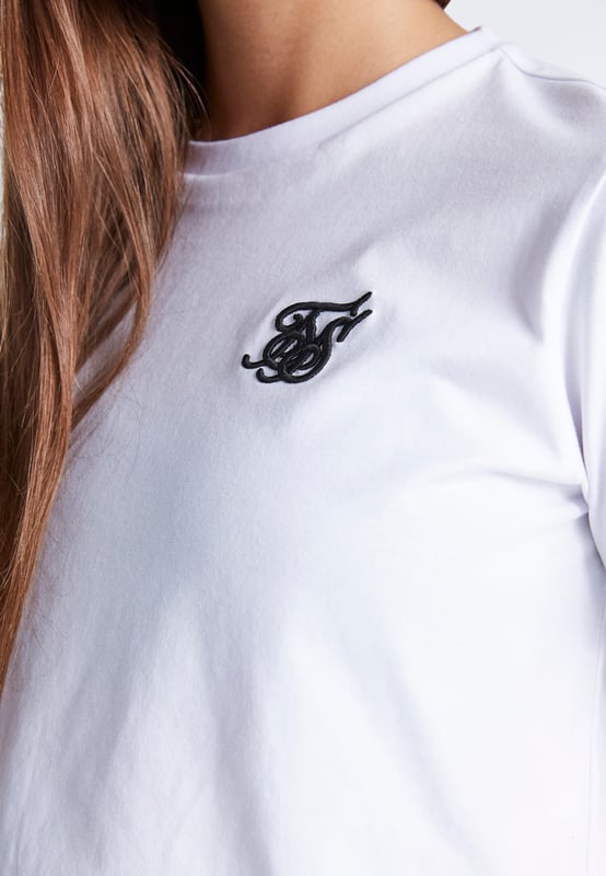 inchGirls White Essentials Cropped TShirtBlack 3D embroidered logoSet in sleevesCropped lengthSoft touch fabricMachine wash100% Cotton inch