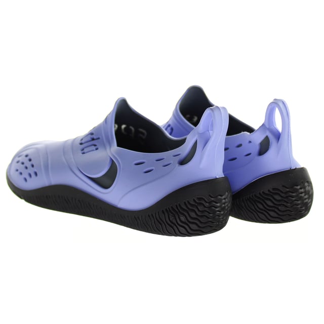 Made for around the pool or on the beach, these water shoes are great for protecting your feet and preventing slipping in wet areas. Made from soft, comfortable materials and with handy tabs at the back to help you put them on easily. 
Features: 
Shock-absorbing sole construction 
High grip on wet surfaces 
Outer Material: Synthetic 
Inner Material: Unlined 
Sole: Rubber 
Closure: Pull On 
Heel Type: No Heel 
Material Composition: 100% EVA 
Shoe Width: Medium 
PVC-free, made from recyclable Mengol