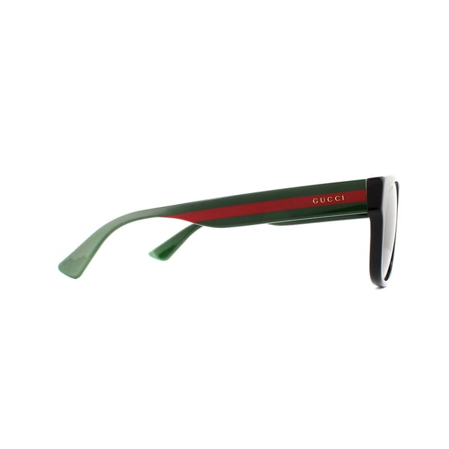 Gucci Sunglasses GG0341S 002 Black with Green and Red Stripe Grey Polarized