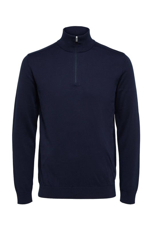 Denna skippertröja för män från SELECTED HOMME är tillverkad i bomull. Modellen har en uppstående krage och långa ärmar. Jumpern har dragkedja.Detaljer om denna jumper:stilnamn: SLHBERGfinstickad