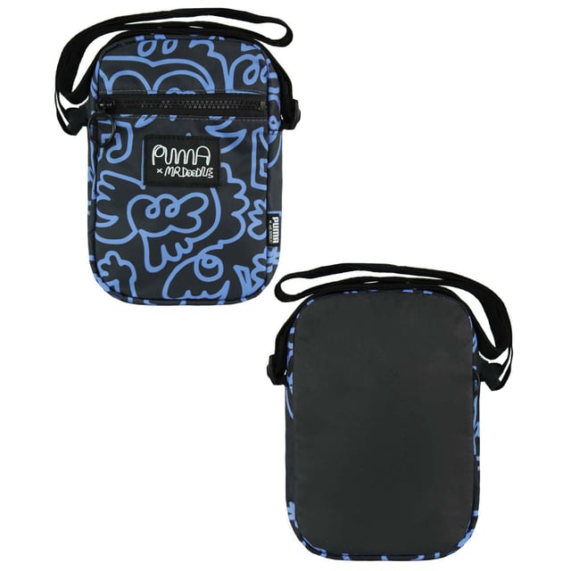 Puma x Mr. Doodle Unisex Black Blue Portable Bag 077966 01