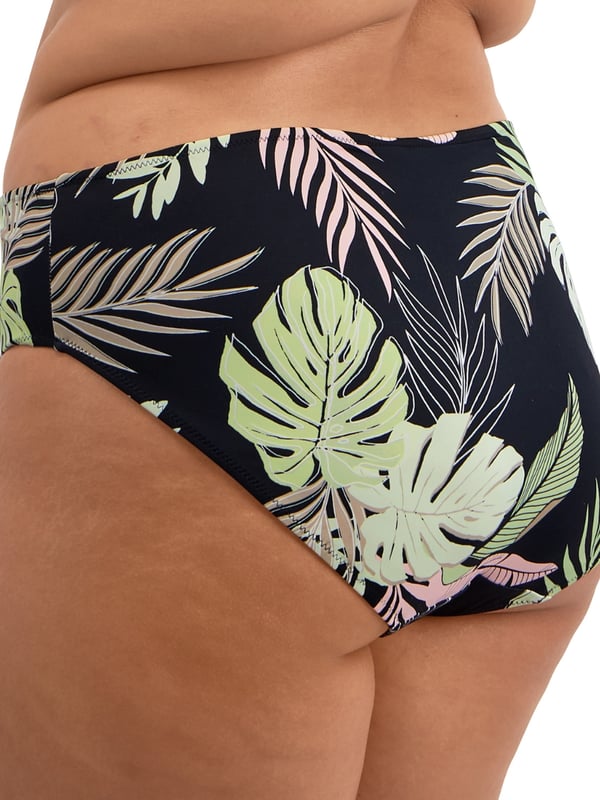 Elomi Tropical Retreat Bikini Brief. Mid rise swimwear brief made with Lycra Xtra Life and fully lined. This product is recommended as gentle wash only.