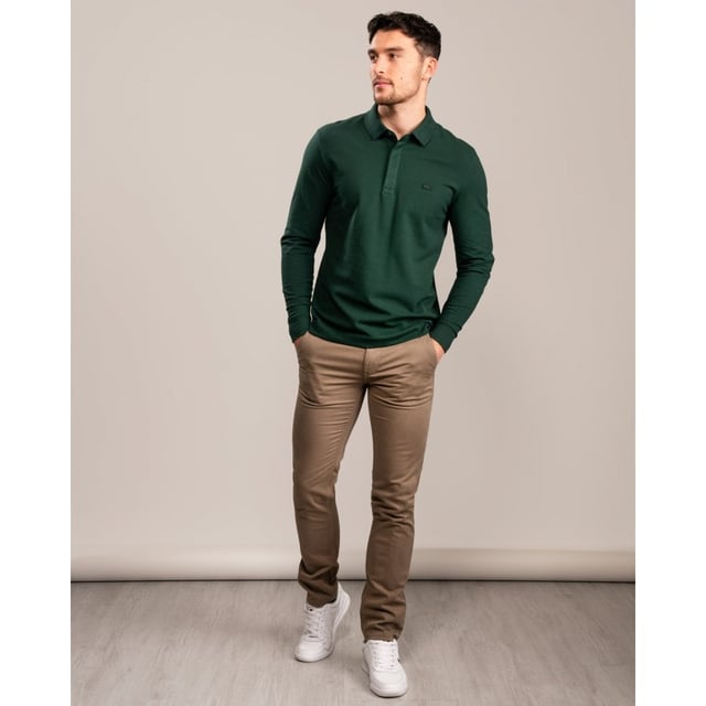 Men's Lacoste Smart Paris Long Sleeve Polo Shirt in Green