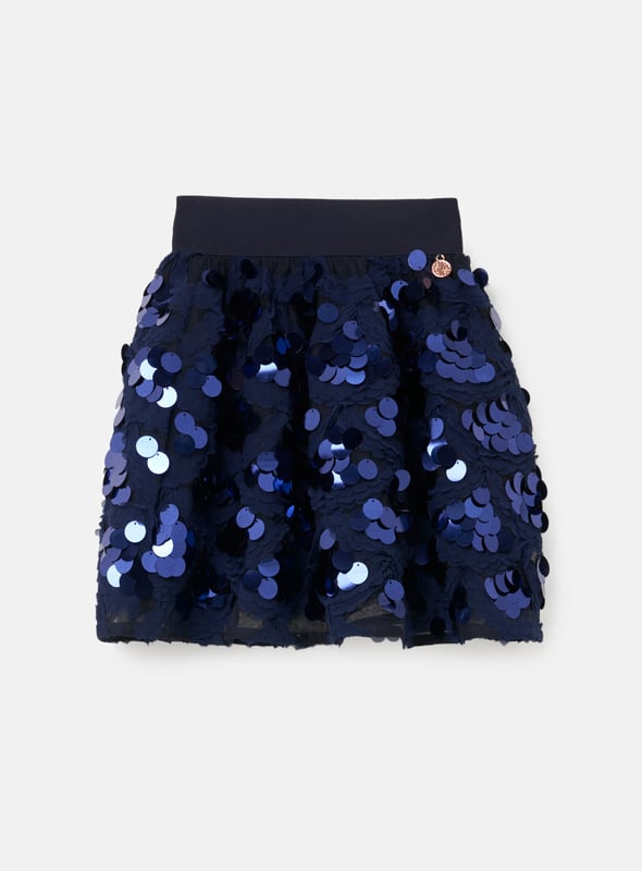 Behold the skirt of your dreams! Oversize sequins and intricate lace woven into a super voluminous skirt. Twirl into the party season like…. About Me: 100% Polyester. Model is 139cm and is wearing age 10. Look After Me: Think Planet. Wash At 30C.